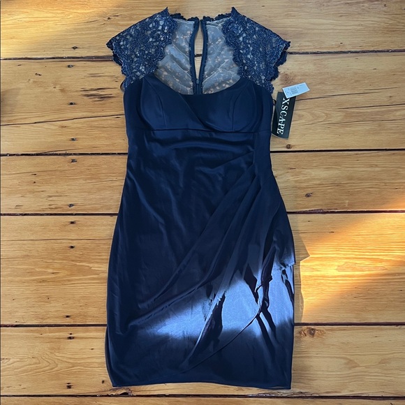 Xscape Blue Lace Mini Dress - Picture 1 of 6